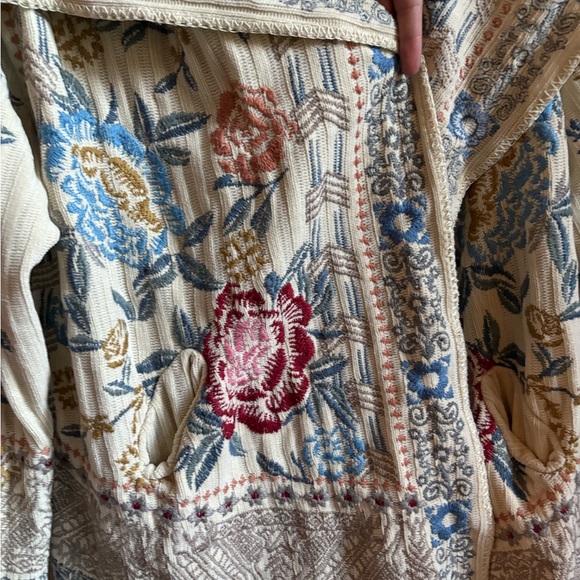 Johnny Was  Biya Floral Knit Cardigan Chenille Beige Boho - Picture 14 of 16